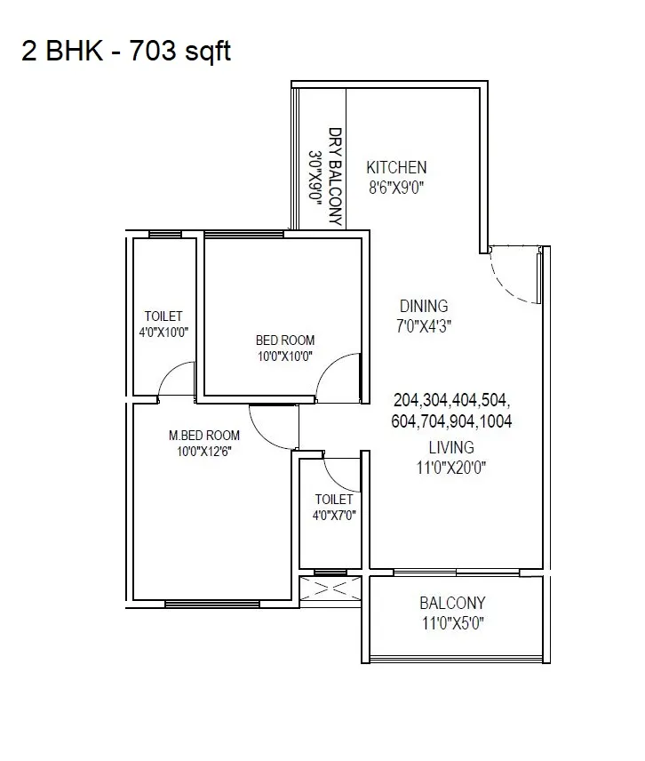 Sparkle Codename Youth Unit plan - 703 sq.ft.